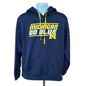 Stadium Athletics Michigan Wolverines Go Blue Mens Navy Hoodie Sweatshirt Size L